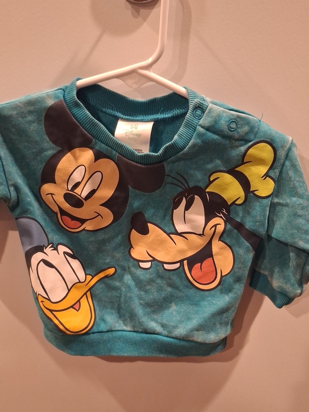 Disney Teal Infant Sweatshirt with Mickey, Donald & Goofy